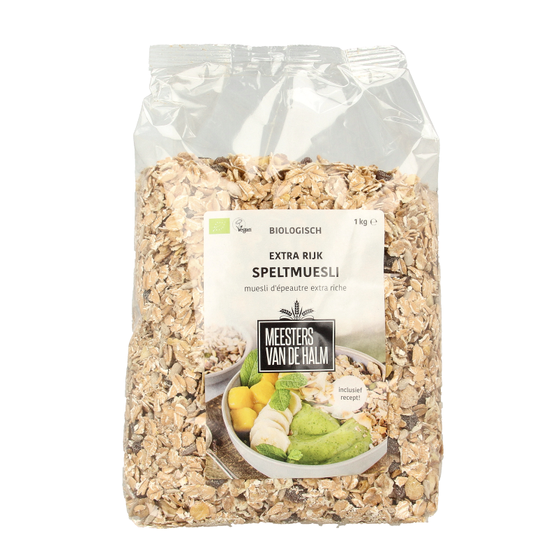 De Halm Speltmuesli extra rijk bio 1.00 Kilogram