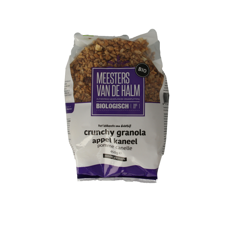 De Halm Crunchy granola appel/kaneel bio 450 Gram