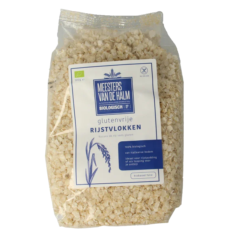 De Halm Rijstvlokken bio 500 Gram