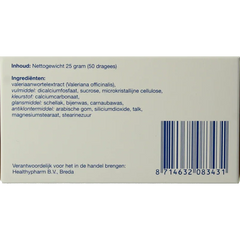 Healthypharm Valeriaan extra sterk 125mg 50 Dragees