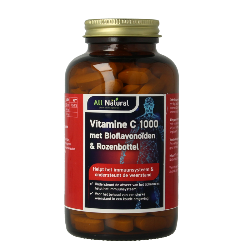 All Natural Vitamine C 1000 met bioflavonoiden & rozenbottel 200 Tabletten