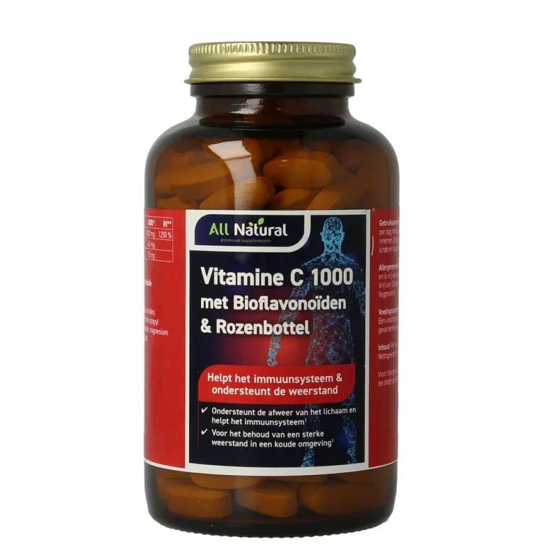 All Natural Vitamine C 1000 met bioflavonoiden & rozenbottel 200 Tabletten