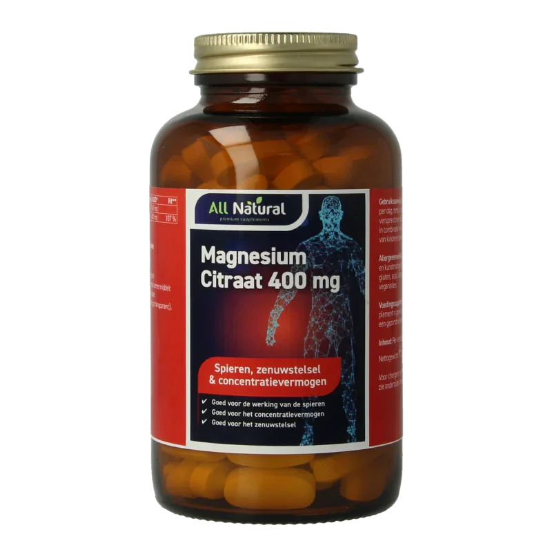 All Natural Magnesium citraat 400mg 120 Tabletten