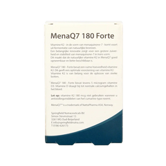 Springfield MenaQ7 Forte vitamine K2 180 mcg 60 Vegetarische capsules
