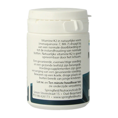 Springfield MenaQ7-360 vitamine K2 360 mcg 30 Vegetarische capsules