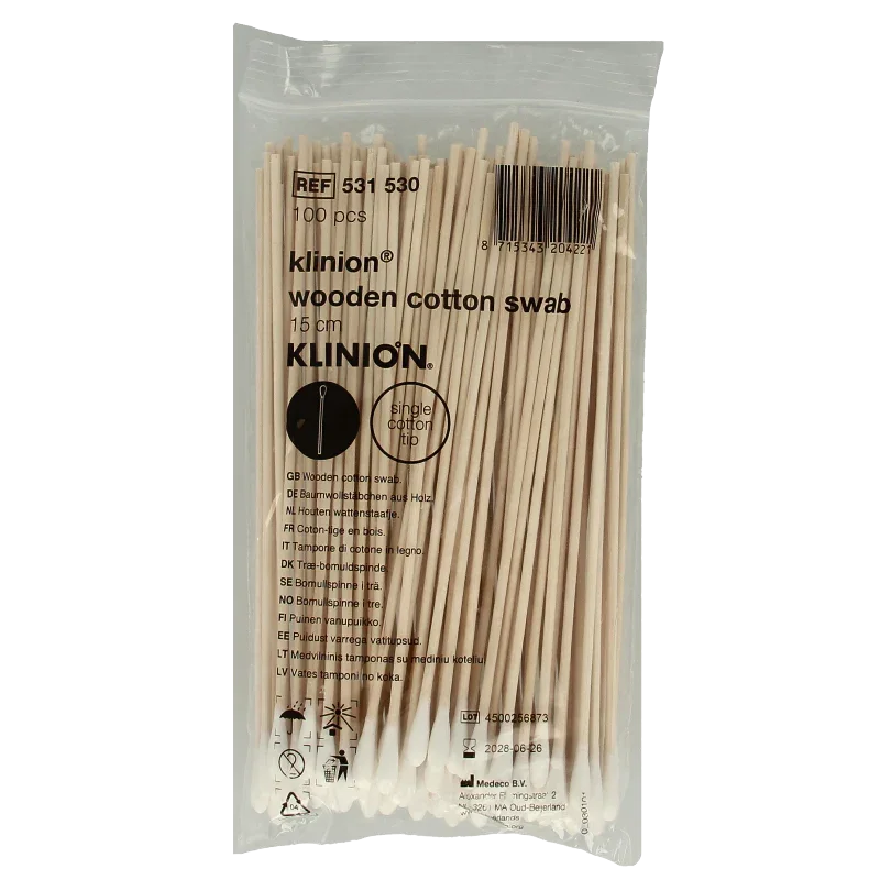 Medeco Wattenstaafjes 15cm kleine wattenprop 100 Stuks