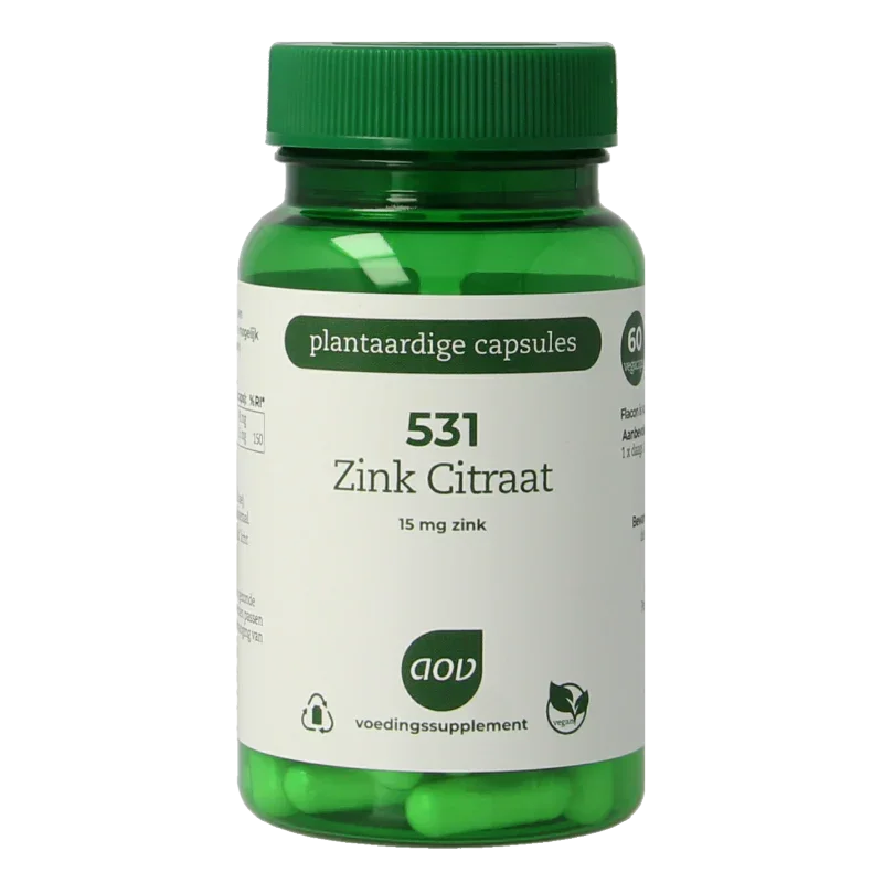 AOV 531 Zink citraat 15mg 60 Vegetarische capsules