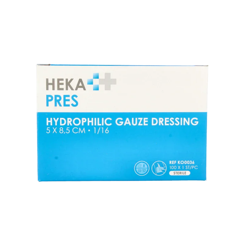 Hekapres Gaaskompres hydrofiel 5 x 8.5 100 Stuks