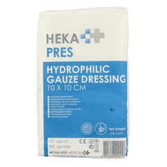 Hekapres Hydrofiele gaaskompres 10 x 10cm 100.00 Stuks