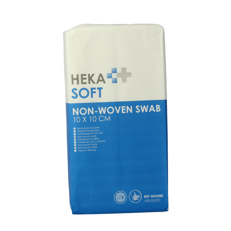 Heka Soft Non-woven kompres 10 x 10cm niet steriel 8 lagen 100 Stuks