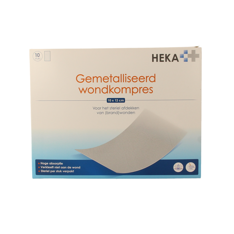 Heka Klein Wondkompres gemetalliseerd 10 x 12cm steriel 10.00 Stuks
