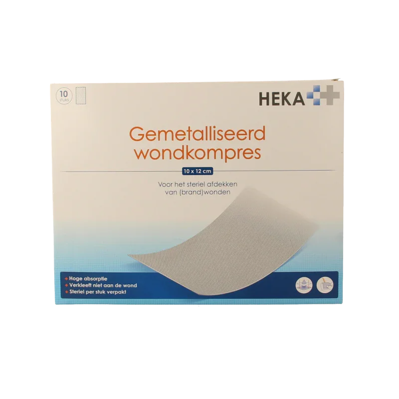 Heka Klein Wondkompres gemetalliseerd 10 x 12cm steriel 10 Stuks