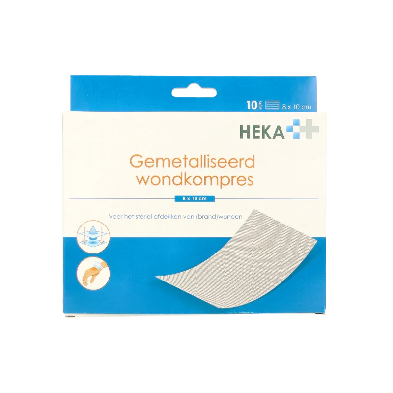 Heka Klein Wondkompres gemetalliseerd 8 x 10cm steriel 10 Stuks