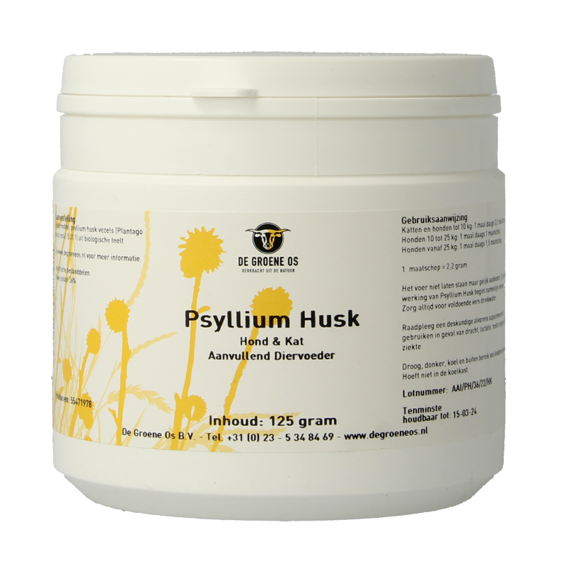 Groene Os Psyllium husk hond kat 125 Gram