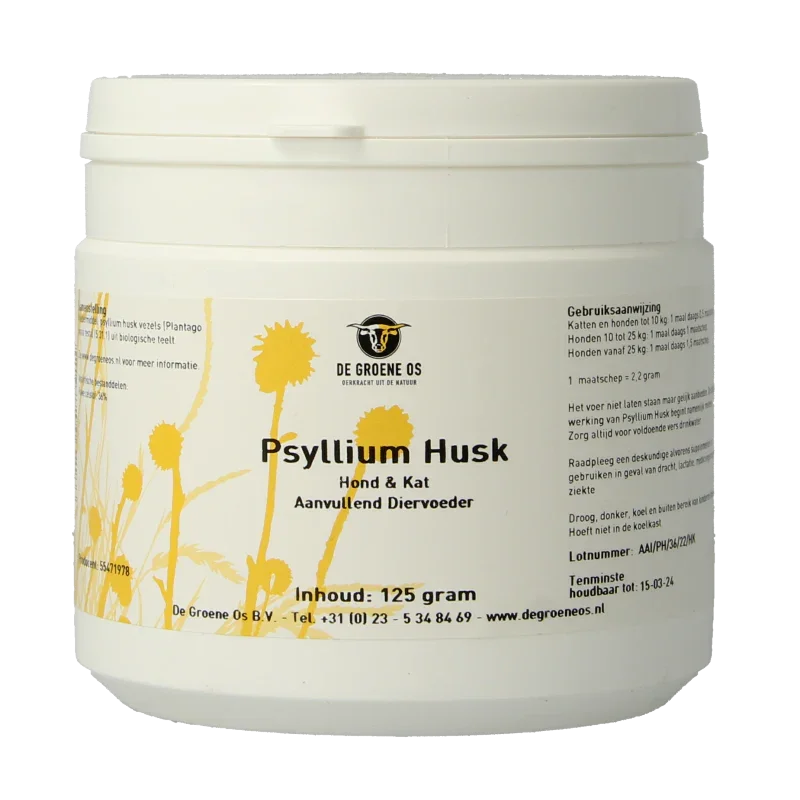 Groene Os Psyllium husk hond kat 125 Gram