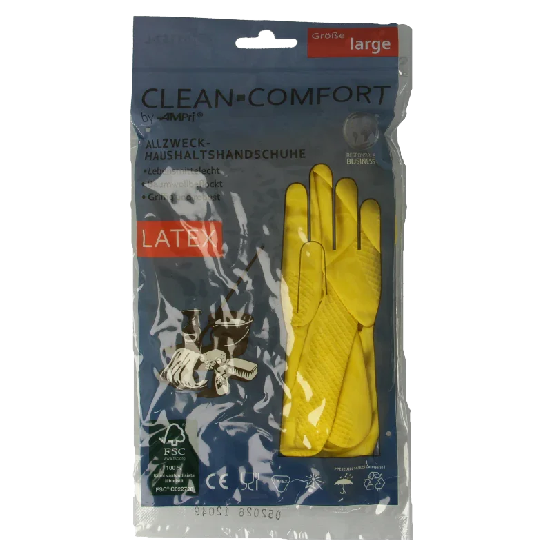 CLEAN-COMFORT Huishoudhandschoen geel maat L 1 Paar