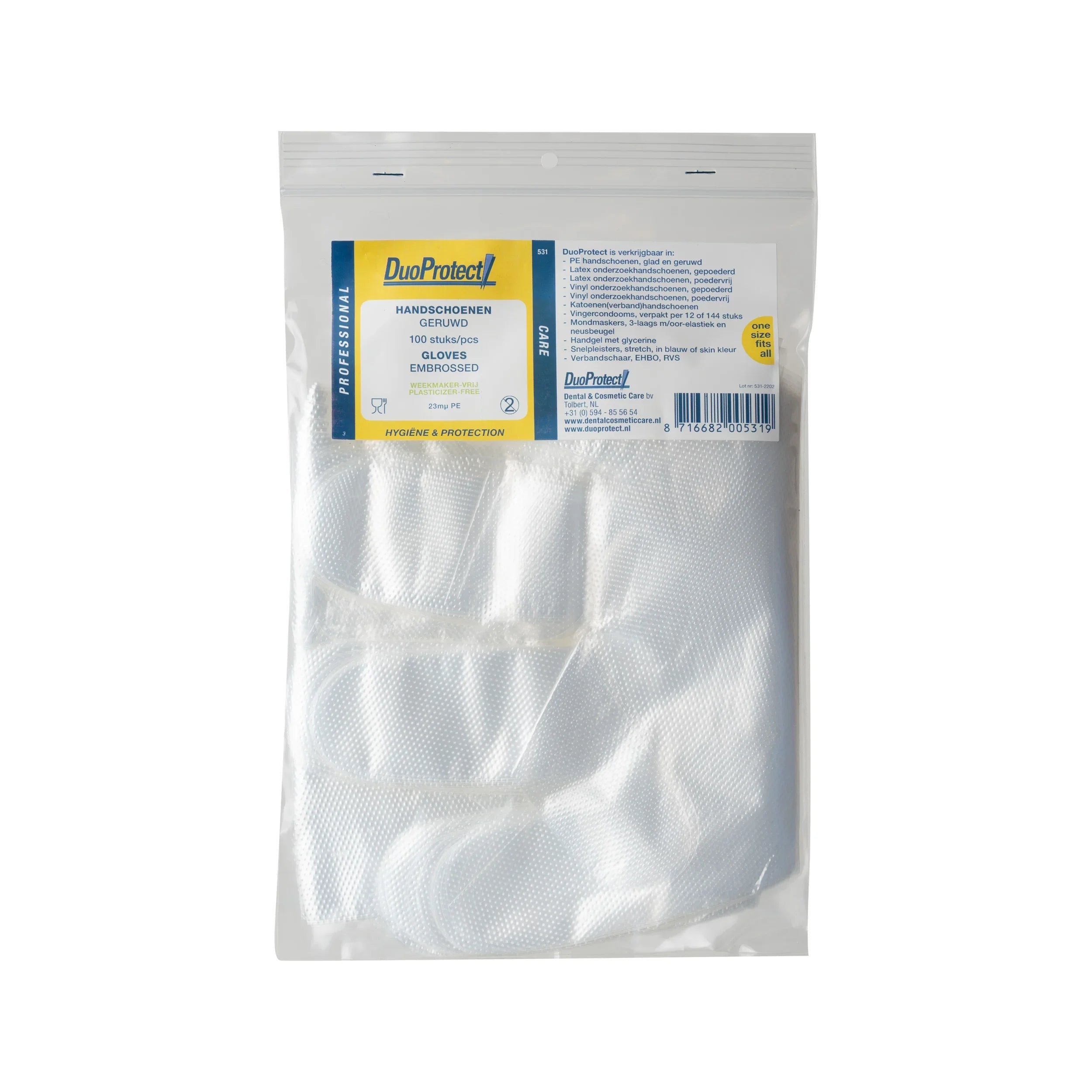 Duoprotect Wegwerphandschoen transparant ruw 100 Stuks