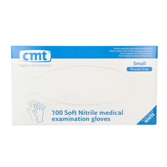 CMT Onderzoekshandschoen nitriel wit poedervrij maat S 100 Stuks