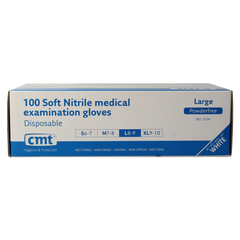 CMT Onderzoekshandschoen nitriel wit poedervrij maat L 100.00 Stuks