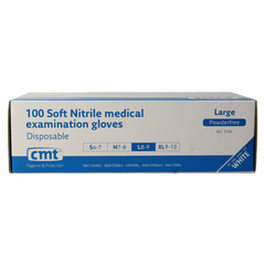 CMT Onderzoekshandschoen nitriel wit poedervrij maat L 100 Stuks