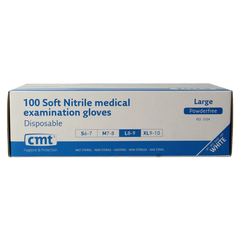 CMT Onderzoekshandschoen nitriel wit poedervrij maat L 100 Stuks