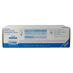 CMT Onderzoekshandschoen nitriel wit poedervrij maat L 100 Stuks