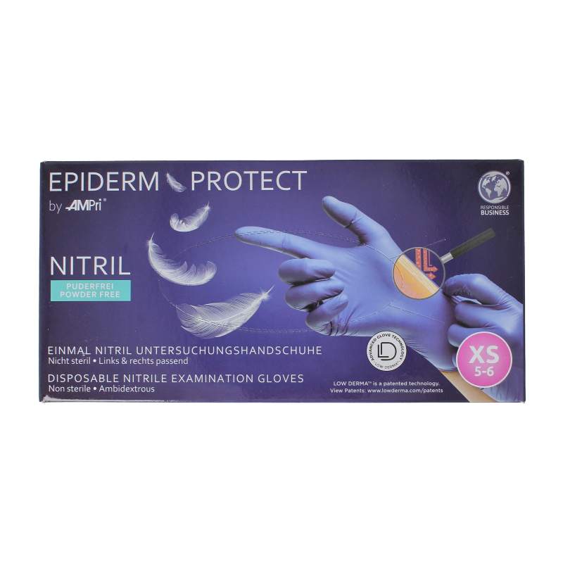 Epiderm Protect Nitriel onderzoekhandschoen poedervrij XS blauw 100.00 Stuks
