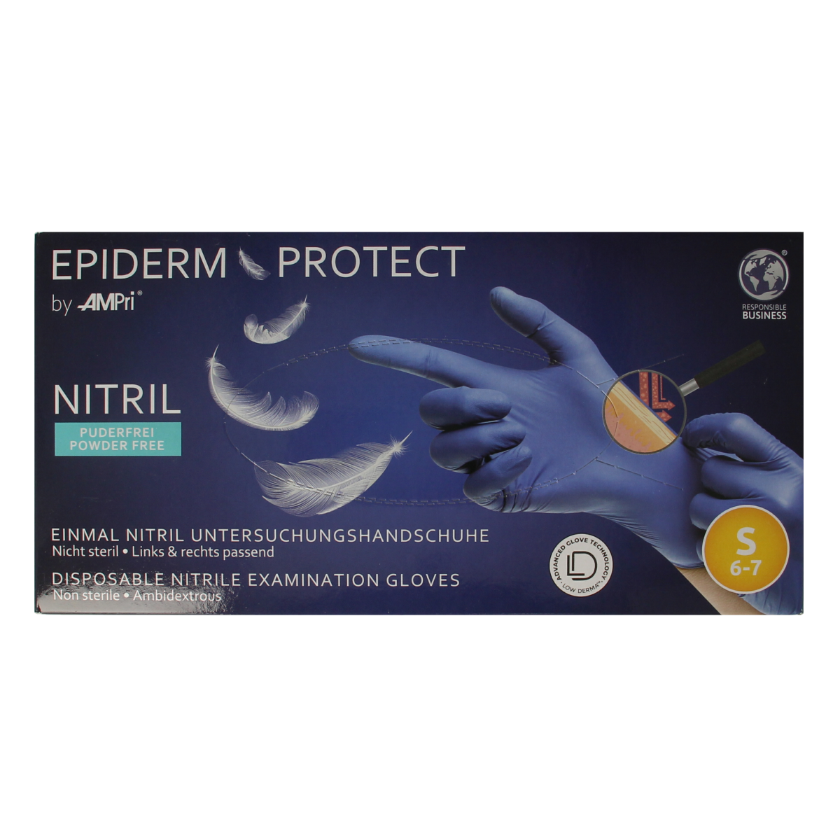 Epiderm Protect Nitriel onderzoekhandschoen poedervrij S blauw 100.00 Stuks