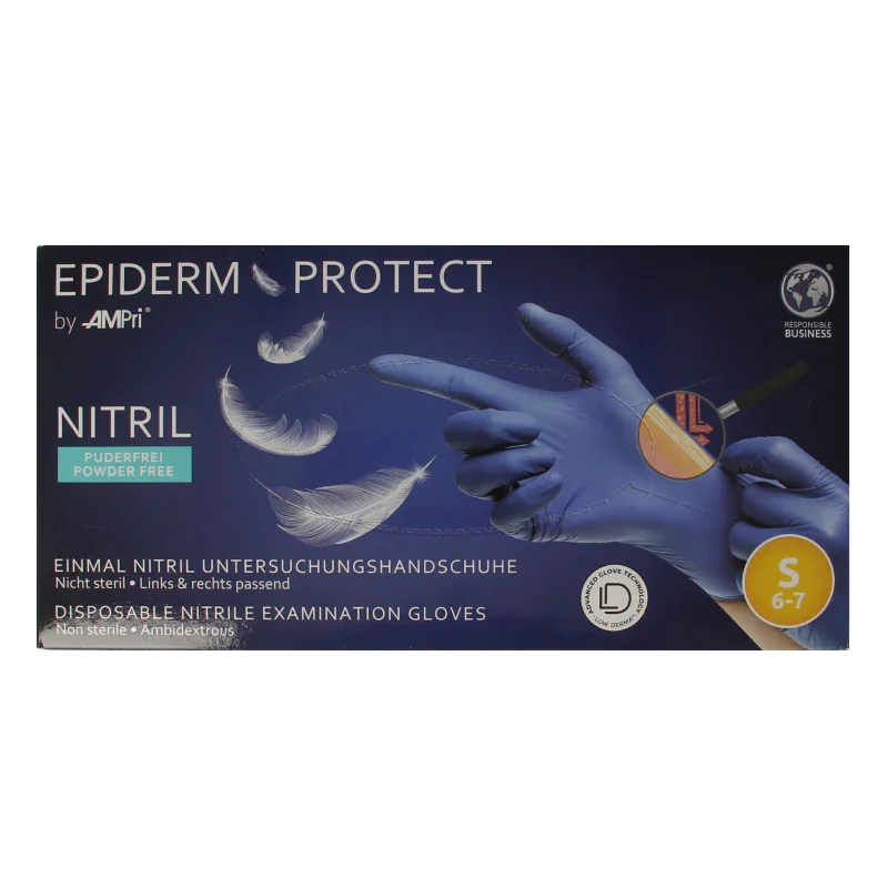 Epiderm Protect Nitriel onderzoekhandschoen poedervrij S blauw 100 Stuks