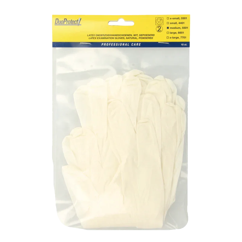 Duoprotect Handschoen latex medium 10 Stuks