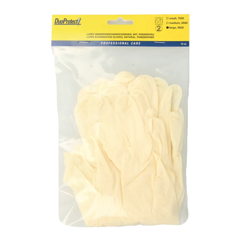 Duoprotect Handschoen latex poedervrij large 10 Stuks