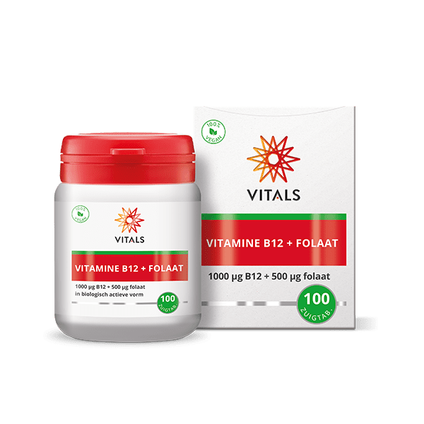 Vitals Vitamine B12 1000 mcg folaat 500 mcg 100 Zuigtabletten