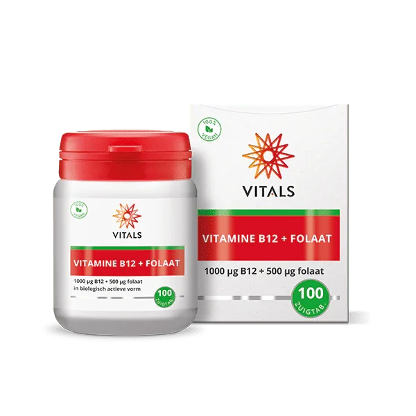 Vitals Vitamine B12 1000 mcg folaat 500 mcg 100 Zuigtabletten
