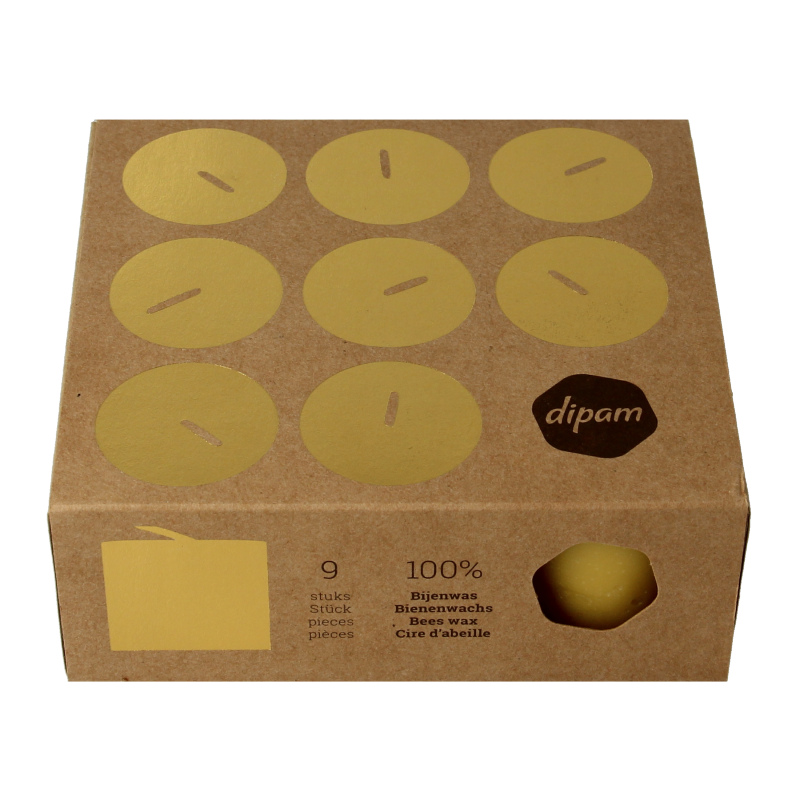 Dipam Sfeerlichtjes bijenwas in doosje 9 Stuks