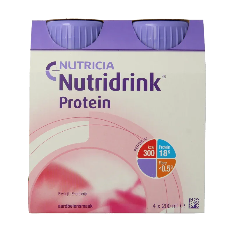 Nutridrink Protein aardbei 200ml 4 Stuks
