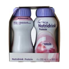 Nutridrink Protein aardbei 200ml 4 Stuks