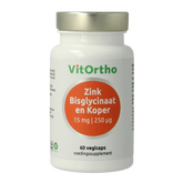 VitOrtho Zink bisglycinaat 15mg en koper 250mcg 60 Vegetarische capsules