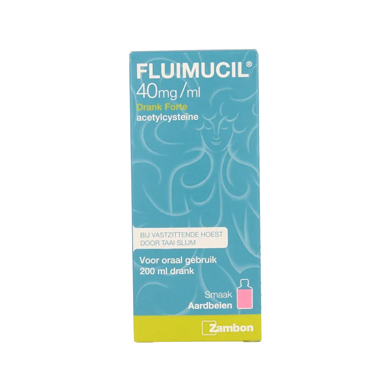Fluimucil Drank 40mg/ml forte aardbei 200.00 Milliliter
