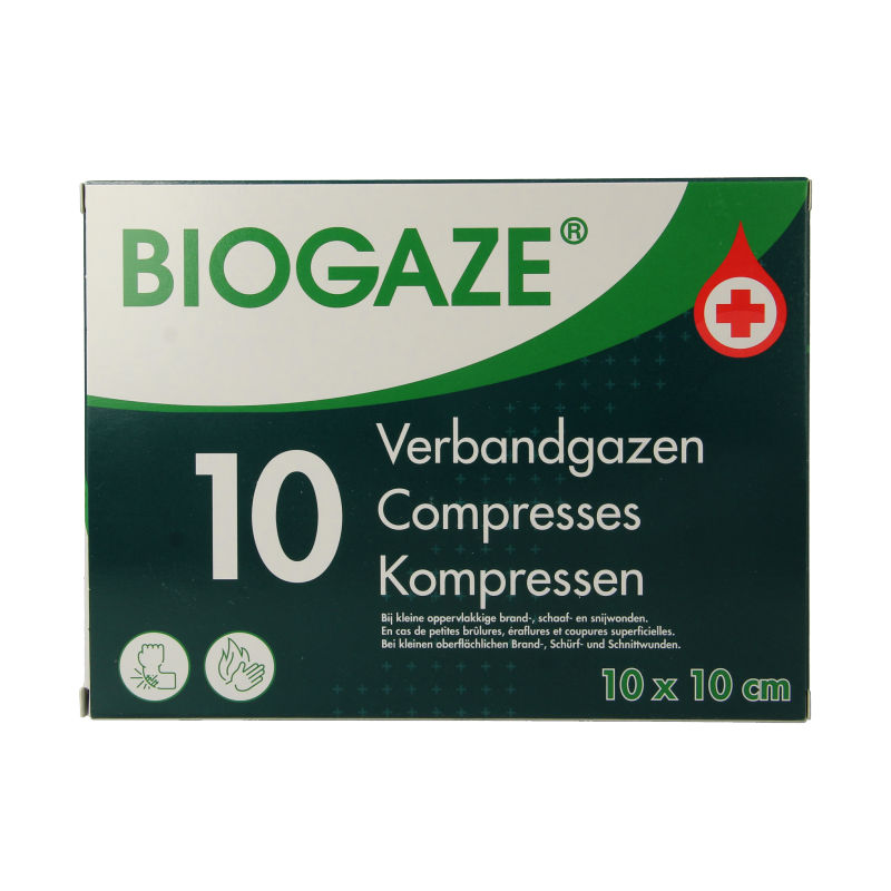 Biogaze Verbandgaas/kompres 10 x 10cm 10 Stuks