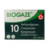 Biogaze Verbandgaas/kompres 10 x 10cm 10 Stuks