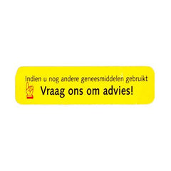 Spruyt Hillen Zelfzorgsignaal sticker geel -Indien..vraag advies 1000.00 Stuks