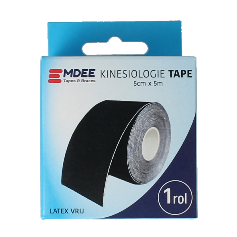 Emdee Kinesio tape zwart non cut 5m x 5cm 1 Rol