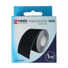 Emdee Kinesio tape zwart non cut 5m x 5cm 1 Rol