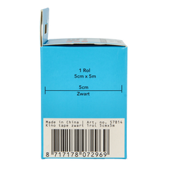 Emdee Kinesio tape zwart non cut 5m x 5cm 1 Rol