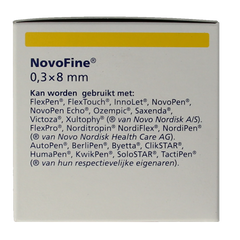 Novo Nordisk Novofine naalden 0.30 x 8 mm 30 gram 100 Stuks