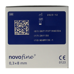 Novo Nordisk Novofine naalden 0.30 x 8 mm 30 gram 100 Stuks