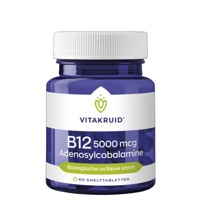Vitakruid B12 5000 mcg Actief Adenosylcobalamine 60 Smelttabletten