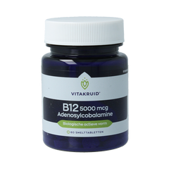 Vitakruid B12 5000 mcg Actief Adenosylcobalamine 60 Smelttabletten