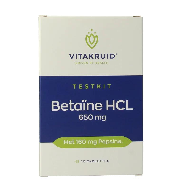 Vitakruid Betaine HCL 650mg & pepsine 160mg testkit 10 Tabletten