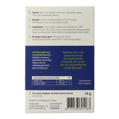 Vitakruid Betaine HCL 650mg & pepsine 160mg testkit 10.00 Tabletten